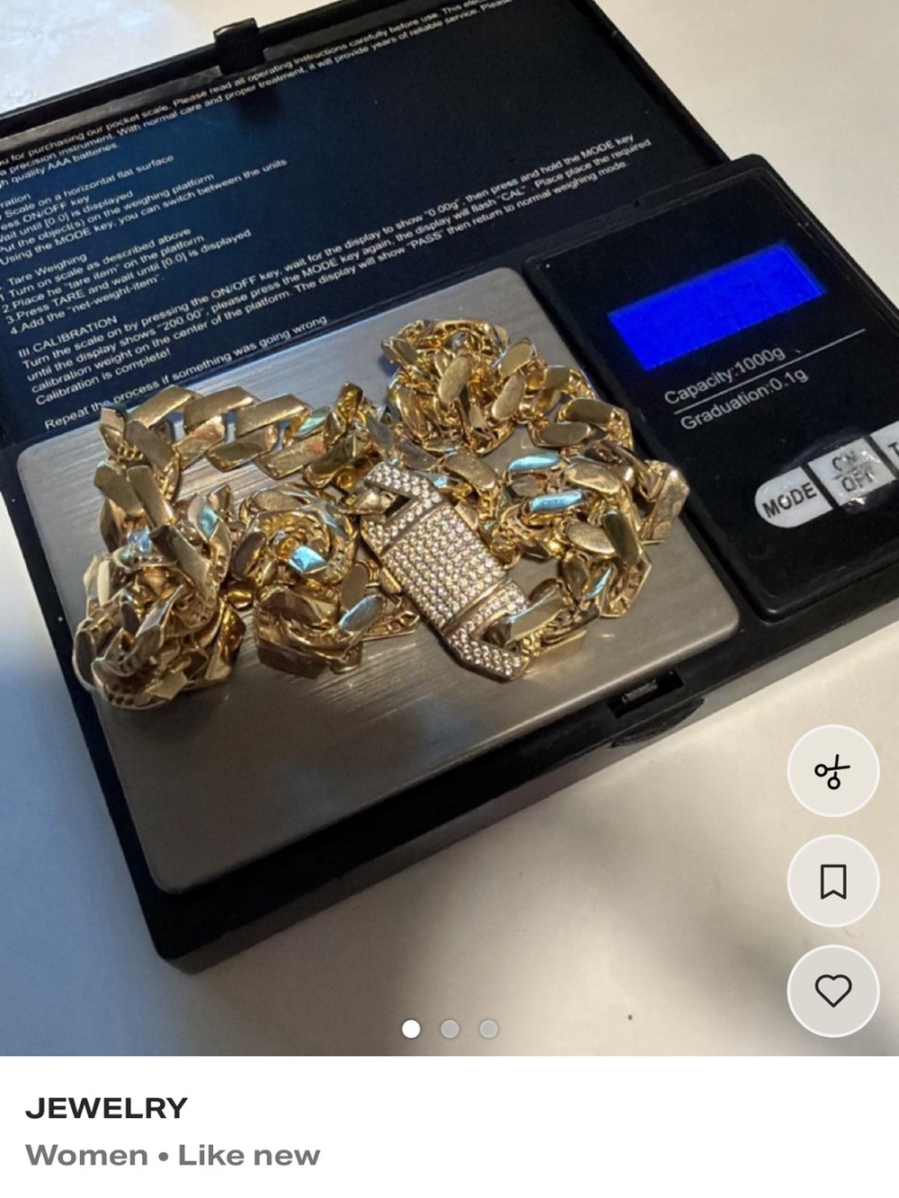 Gold-Tone Cuban Link necklace  with Pave Clasp